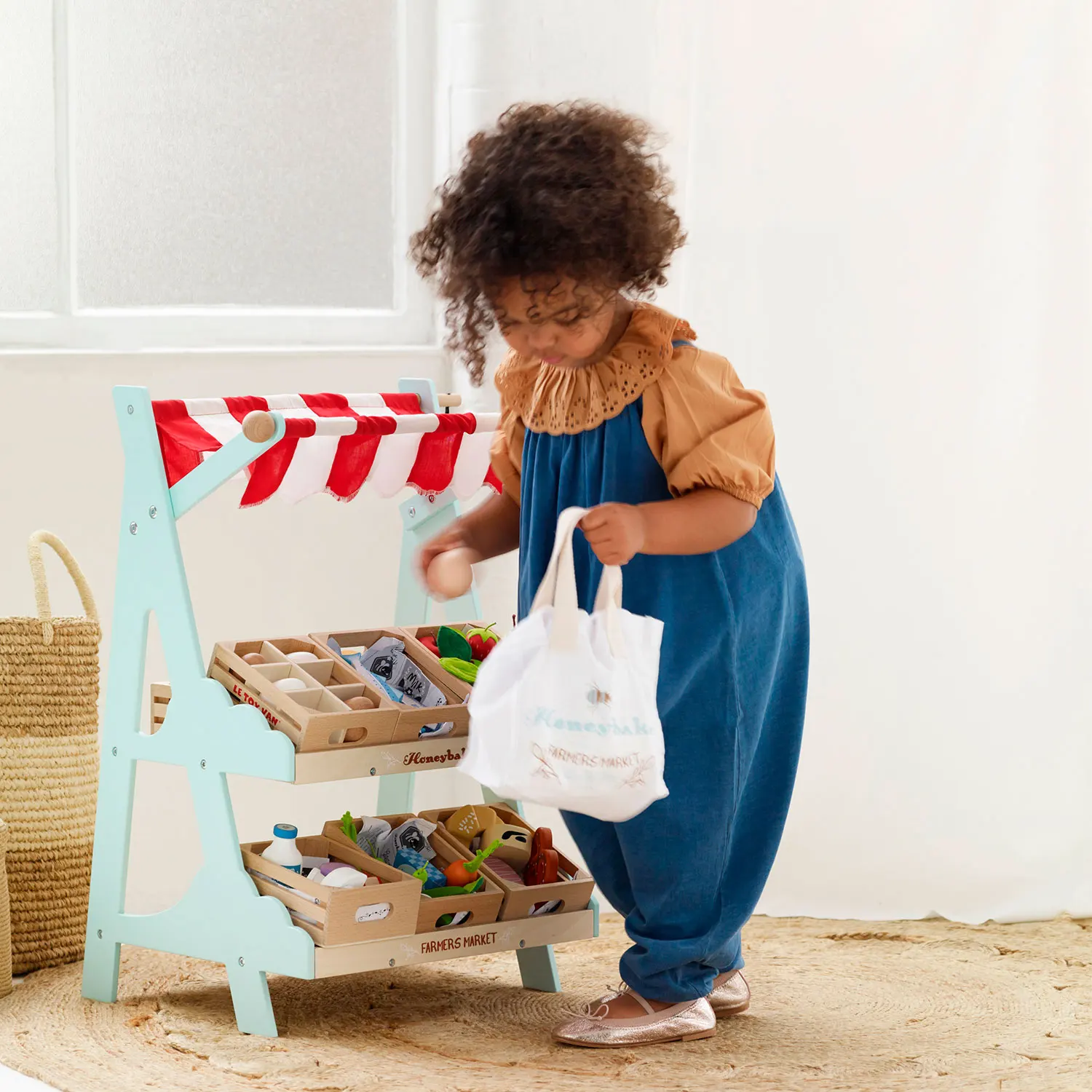 Honeybee Marktstand / Wooden Market Stall & Fruit Play Food Crate-Le Toy Van (LTV)