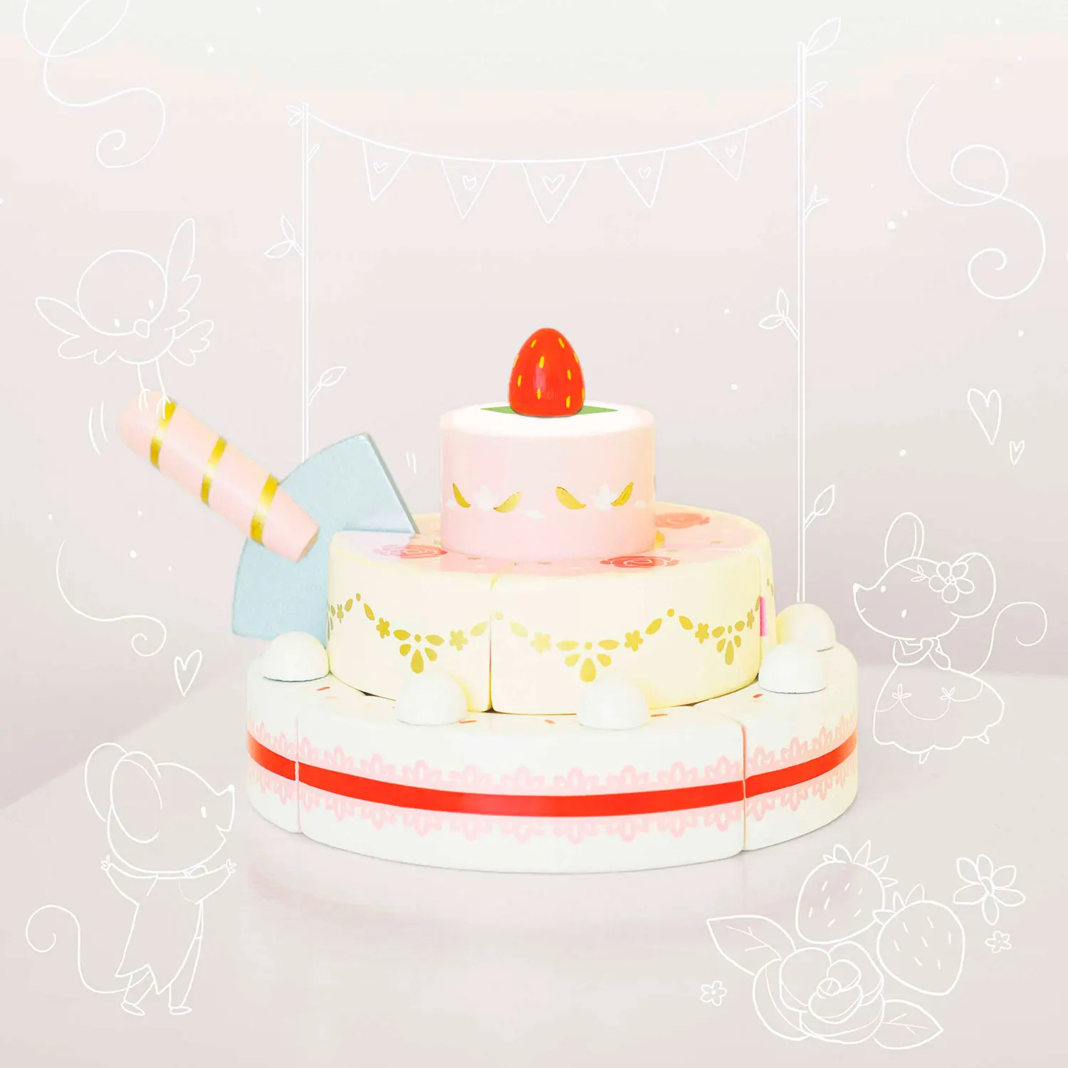 Hochzeitstorte mit Erdbeeren / Sliceable Wedding Cake-Le Toy Van (LTV)