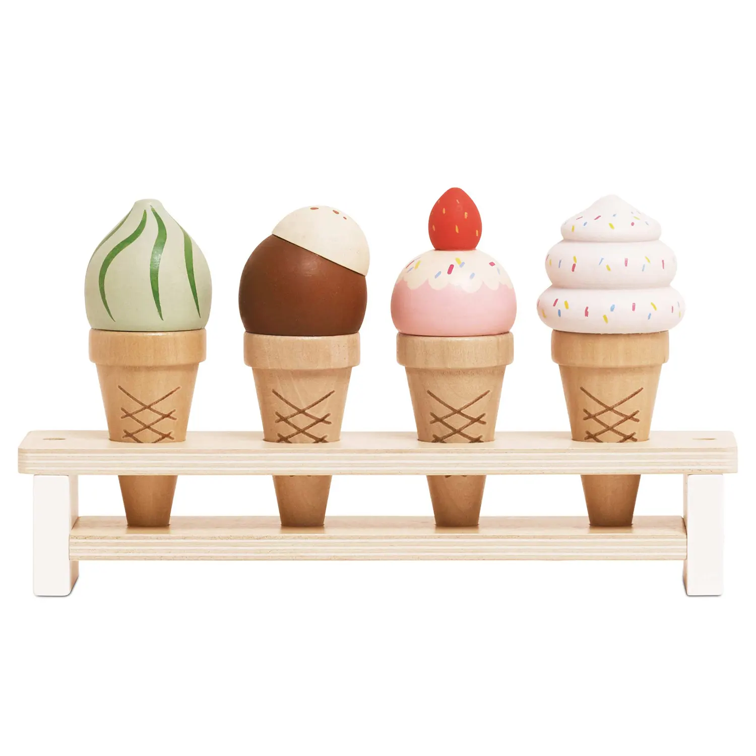 Eiscreme auf Waffeln  / Wooden Ice Cream Cones Set (New Look)-Le Toy Van (LTV)