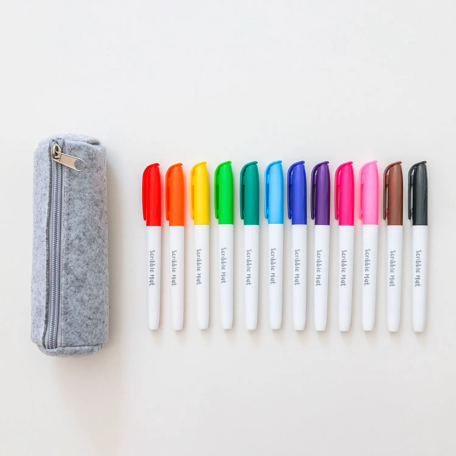 Scribble Mat / Grey Felt Pencil Case