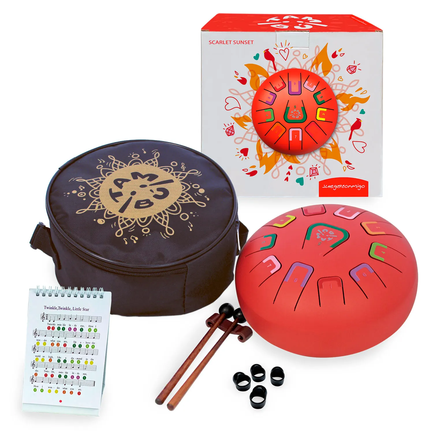 Tambu Steel Drum - Scarlet Sunset (Matt Red)-JuegaConmigo