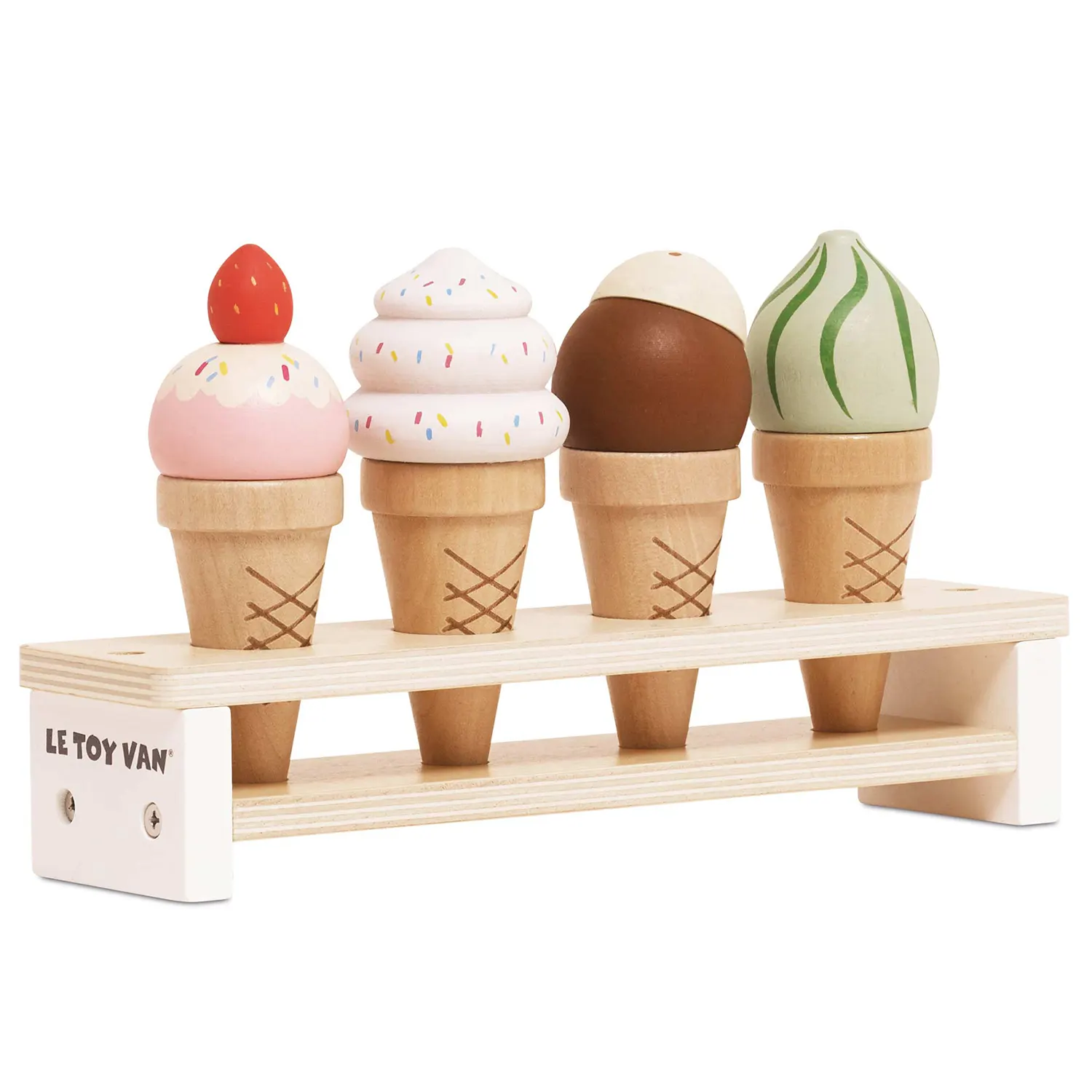 Eiscreme auf Waffeln  / Wooden Ice Cream Cones Set (New Look)-Le Toy Van (LTV)