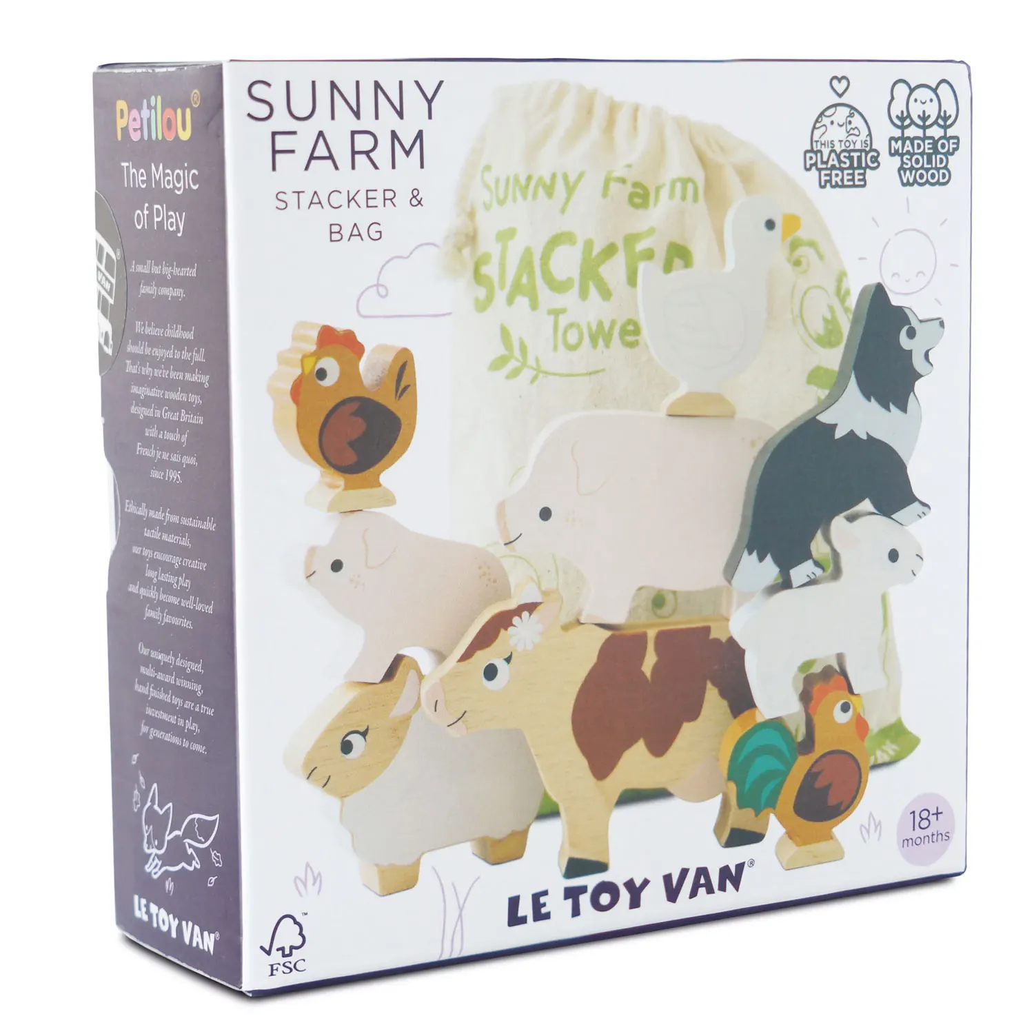 Farmtiere Stapelspiel / Farmyard Stacking Animals & Bag-Le Toy Van (LTV)