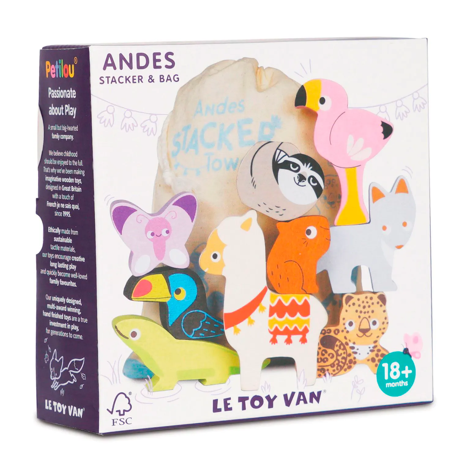 Stapelspiel Rainforest  / Andes Wooden Animals Stacking Toy-Le Toy Van (LTV)