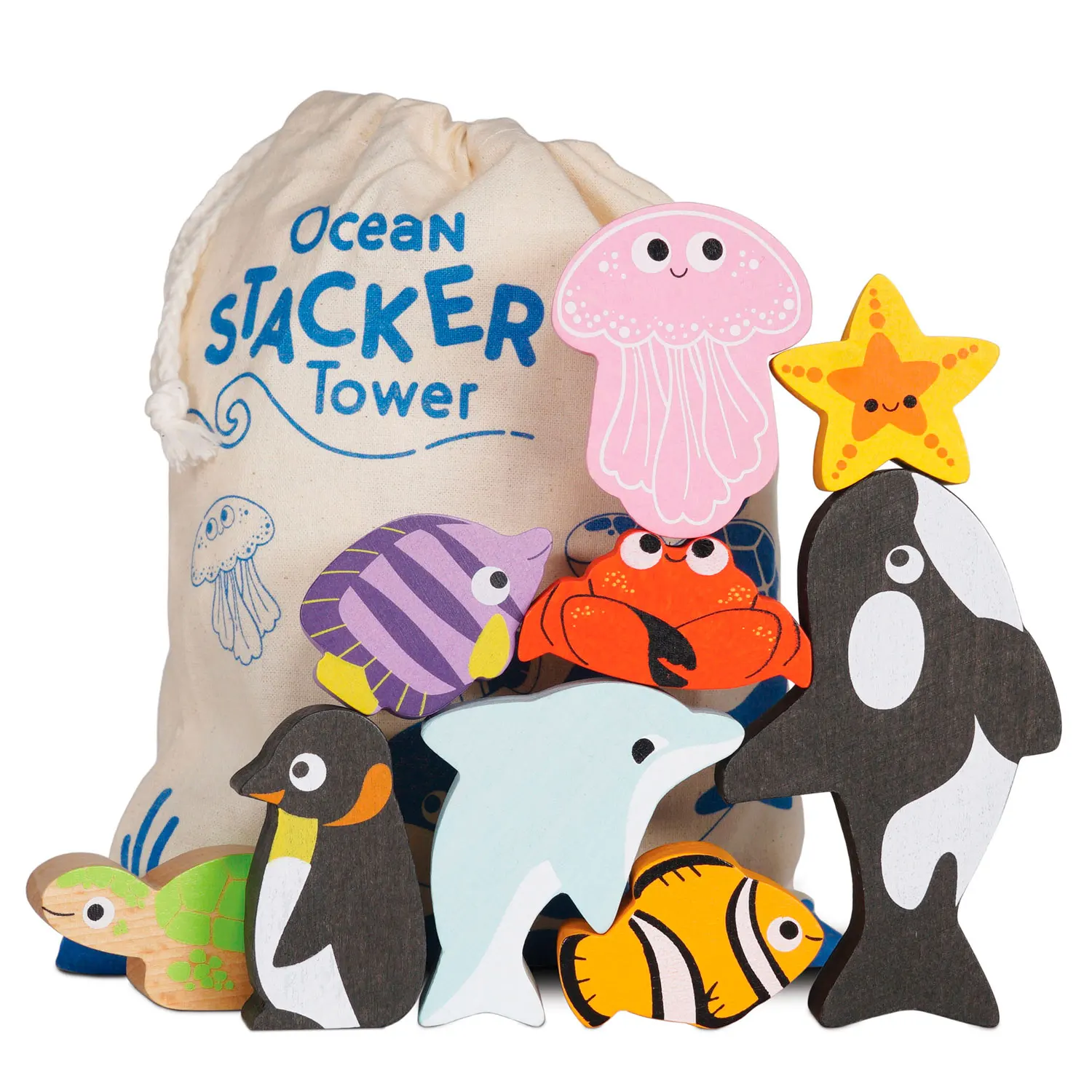 Ocean Life Stacking Animals & Bag