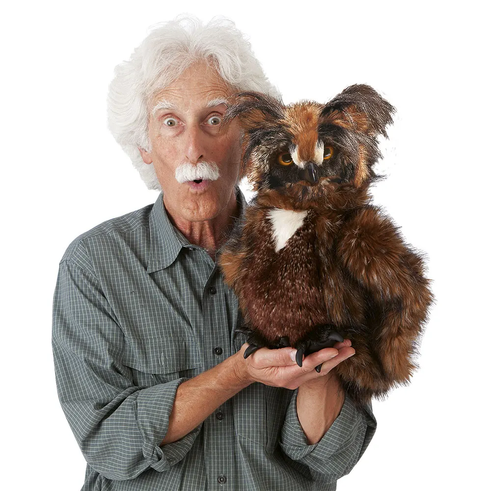 Eule, bewegliche Augendeckel / Great Horned Owl-Folkmanis® Puppets