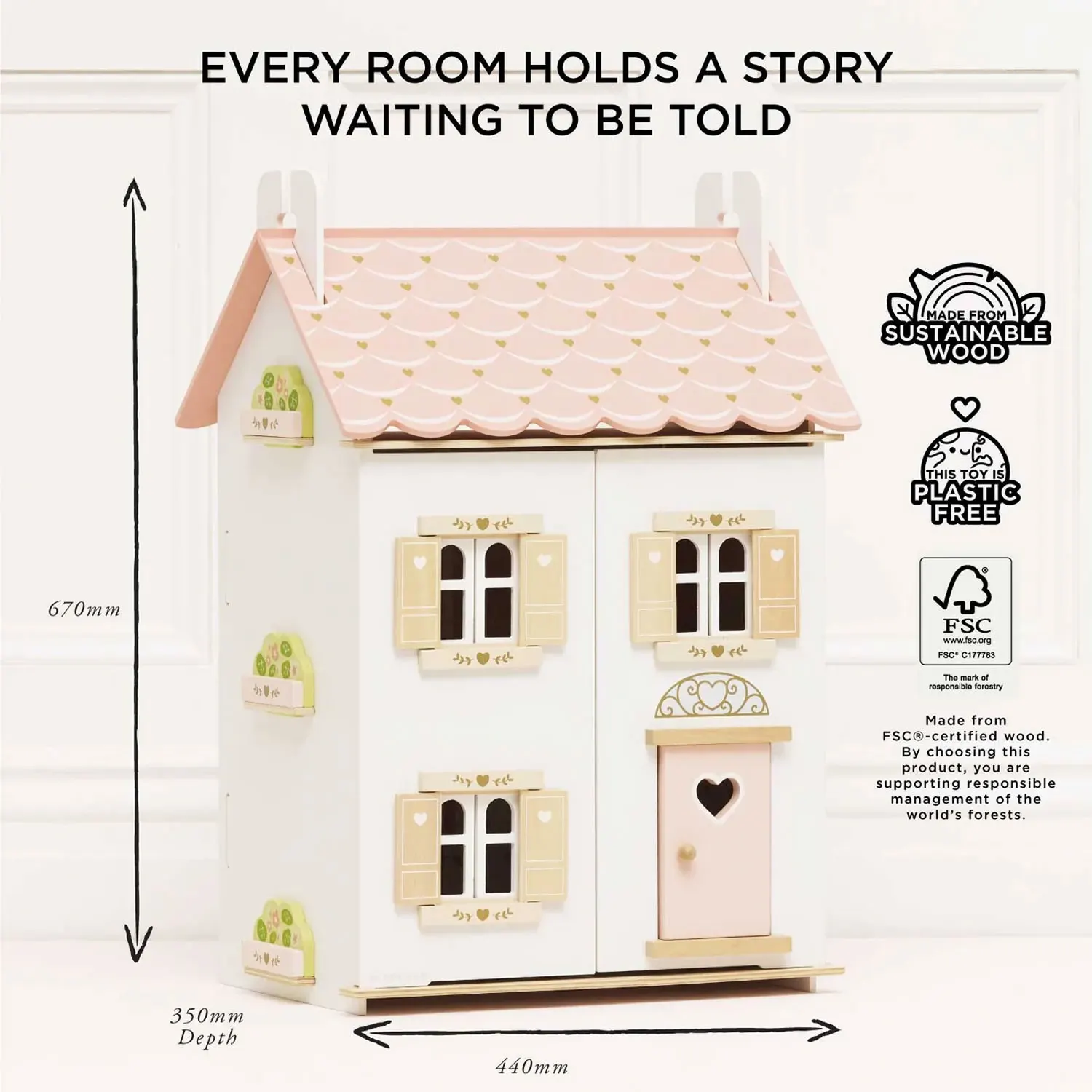 Roseheart Wooden Dolls House,Furniture & Family-Le Toy Van (LTV)