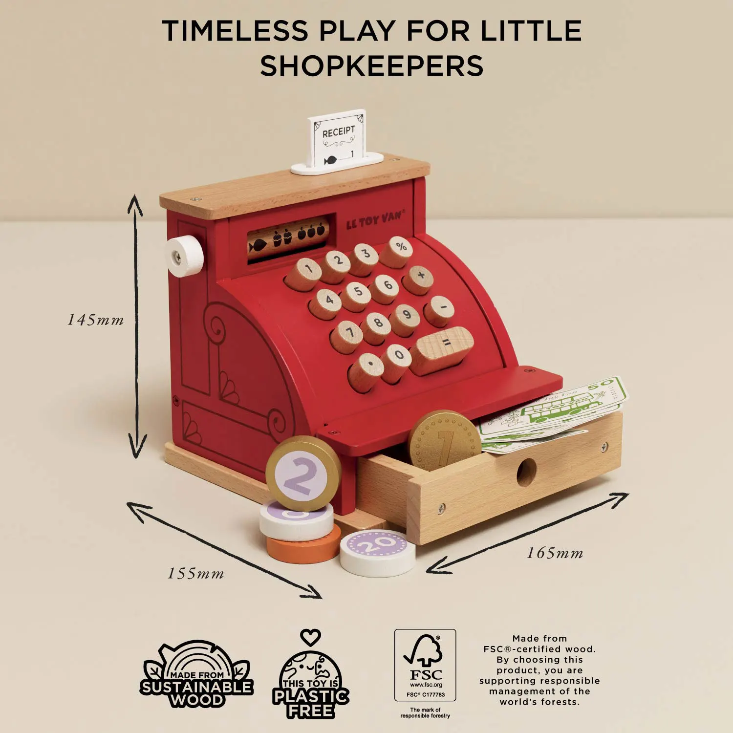 Registrierkasse / Shop Till - Cash Register & Money-Le Toy Van (LTV)