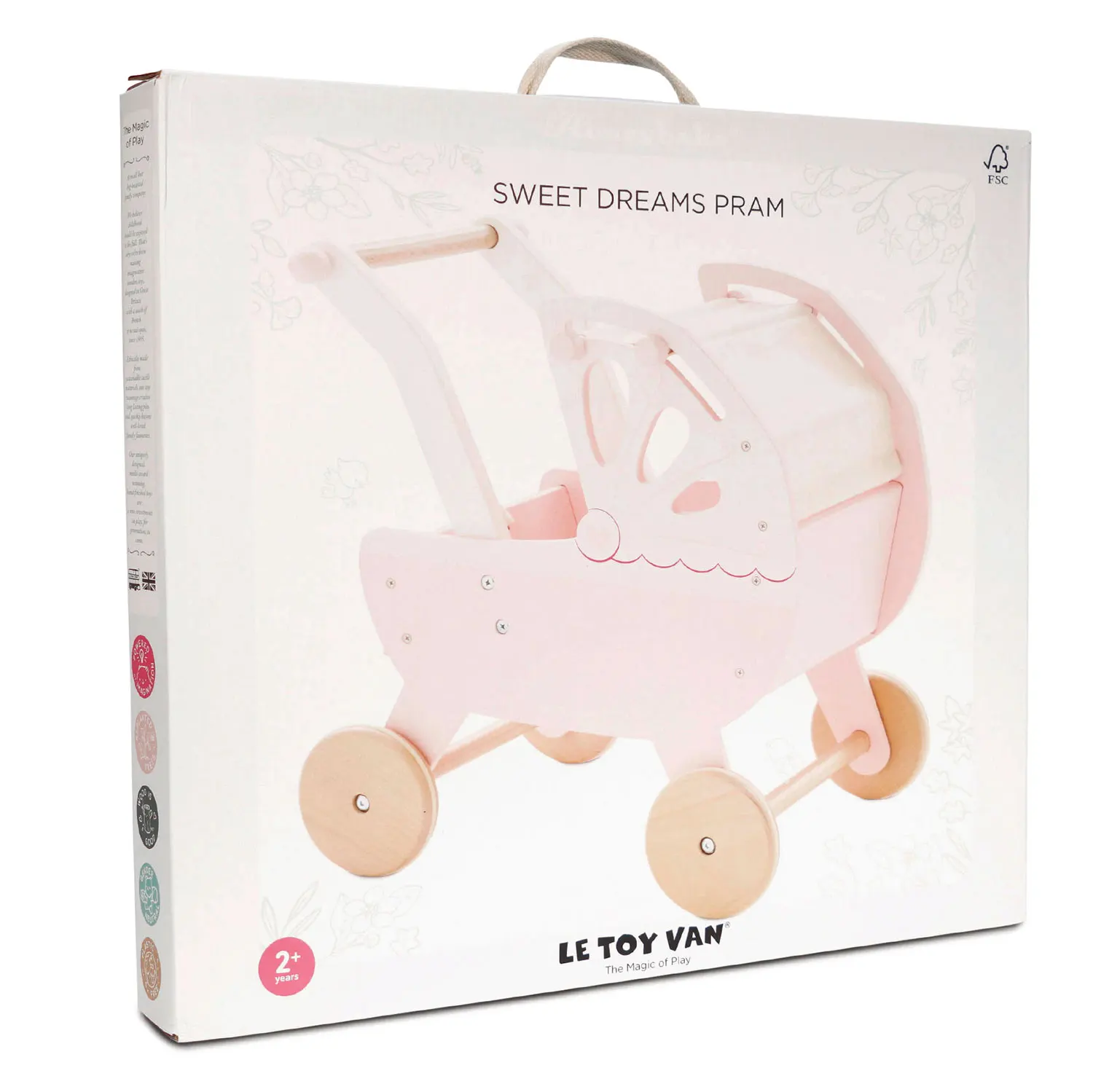 Sweet Dreams Puppenwagen / Retro Wooden Doll Pram-Le Toy Van (LTV)