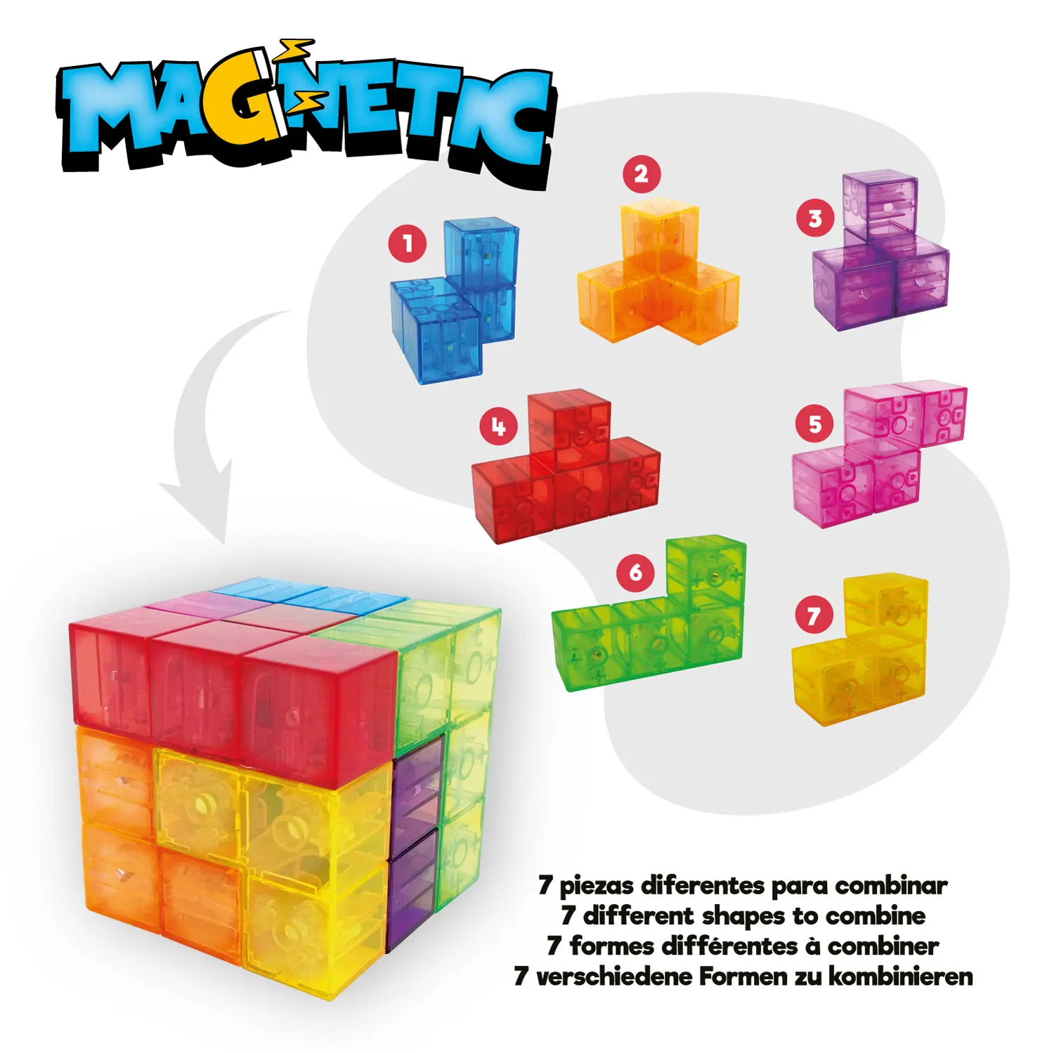 Magic Magnetic Cube / magnetisches Geduldspiel-JuegaConmigo