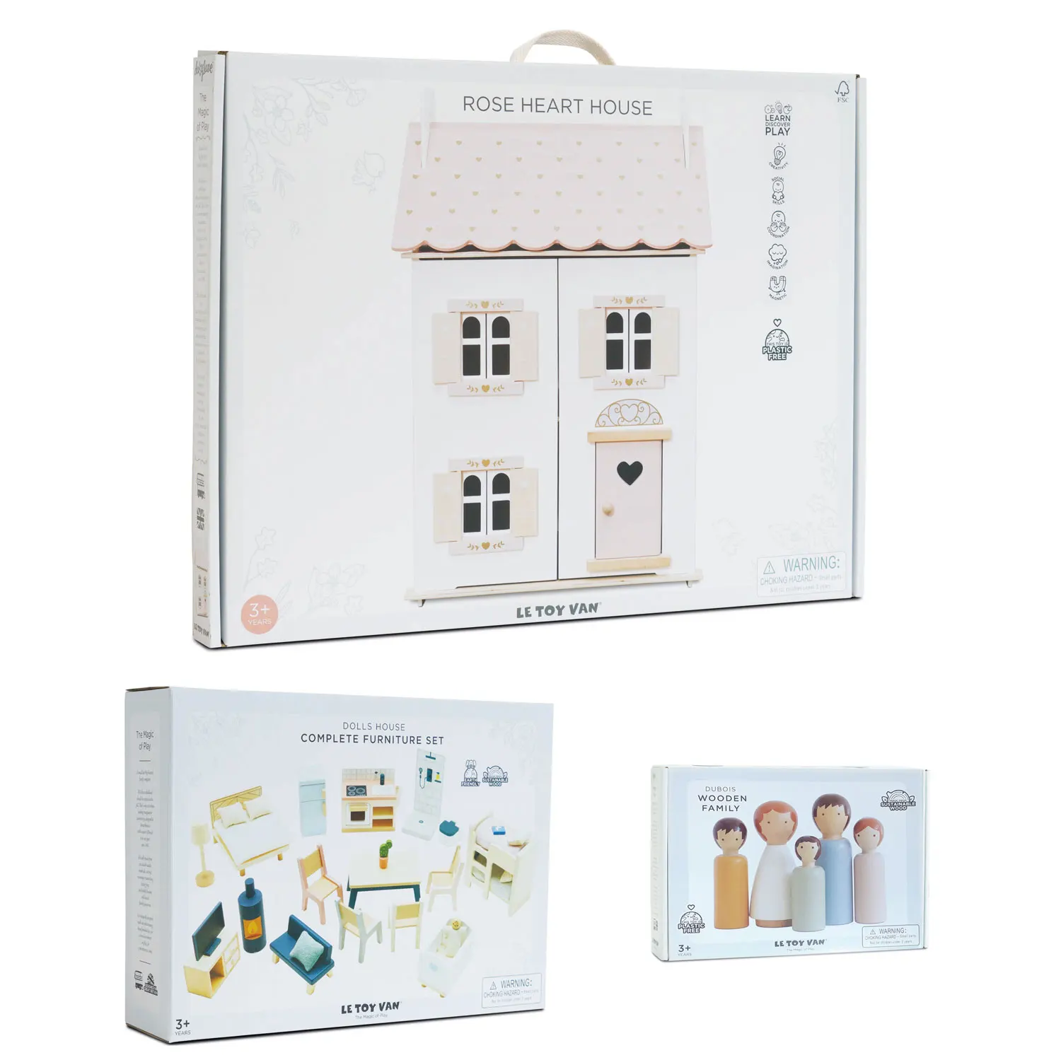 Roseheart Wooden Dolls House,Furniture & Family