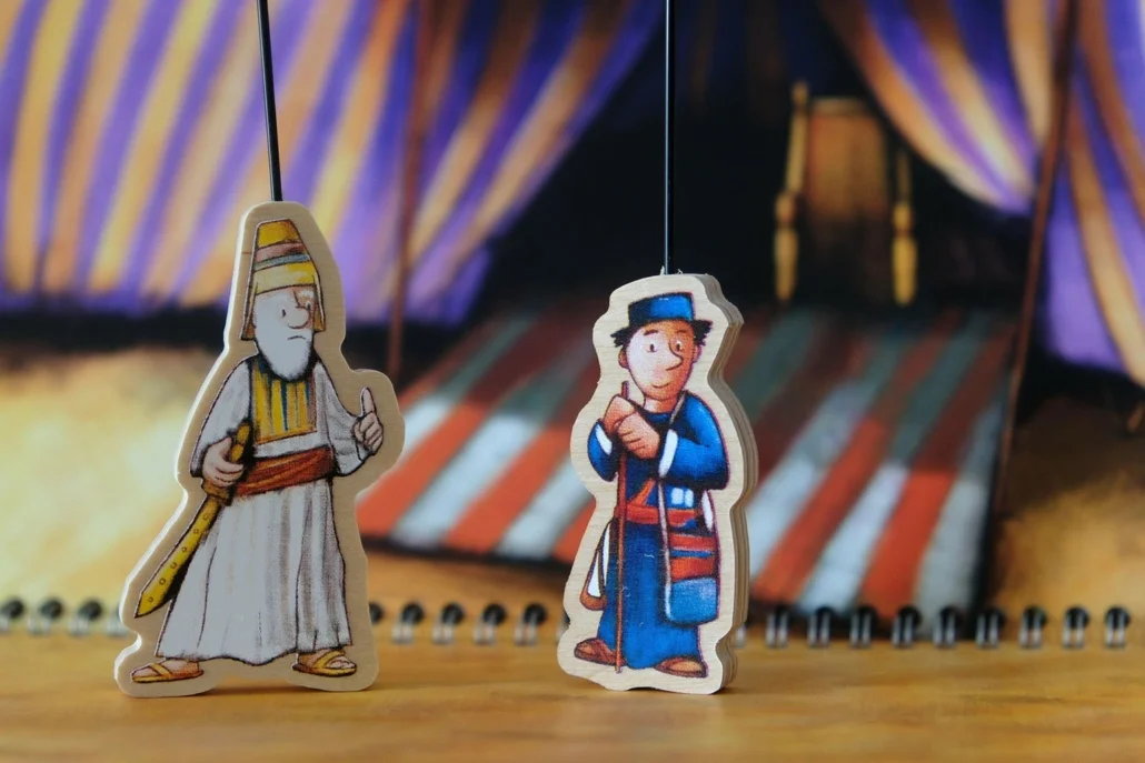 Ergänzungsset David und Goliat 259 - Buch, 12 Bühnenbilder, 8 Figuren aus Holz-WeyKick