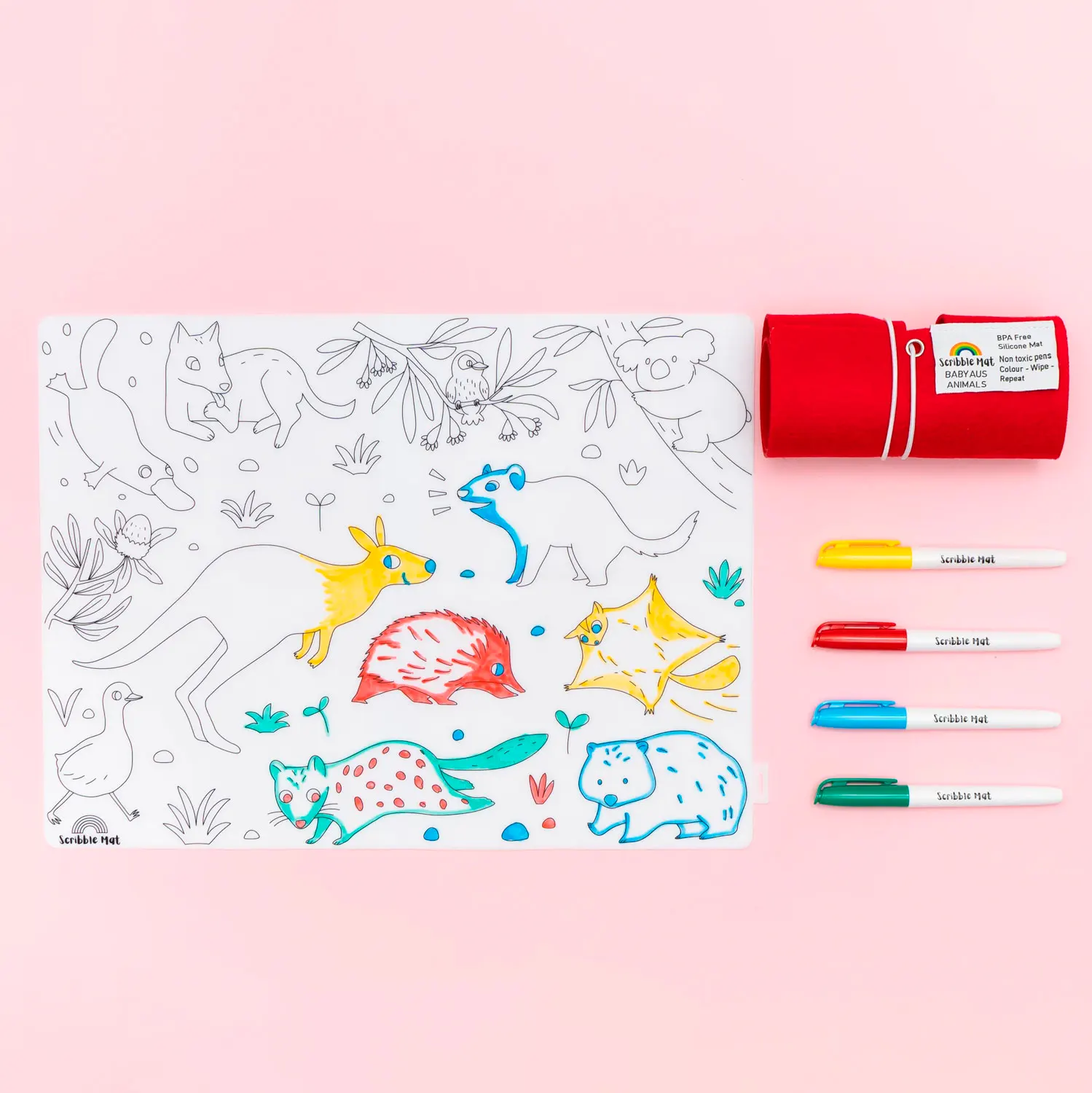 Scribble Mat 4 Farben / 4 colors - Australien Animals-JuegaConmigo