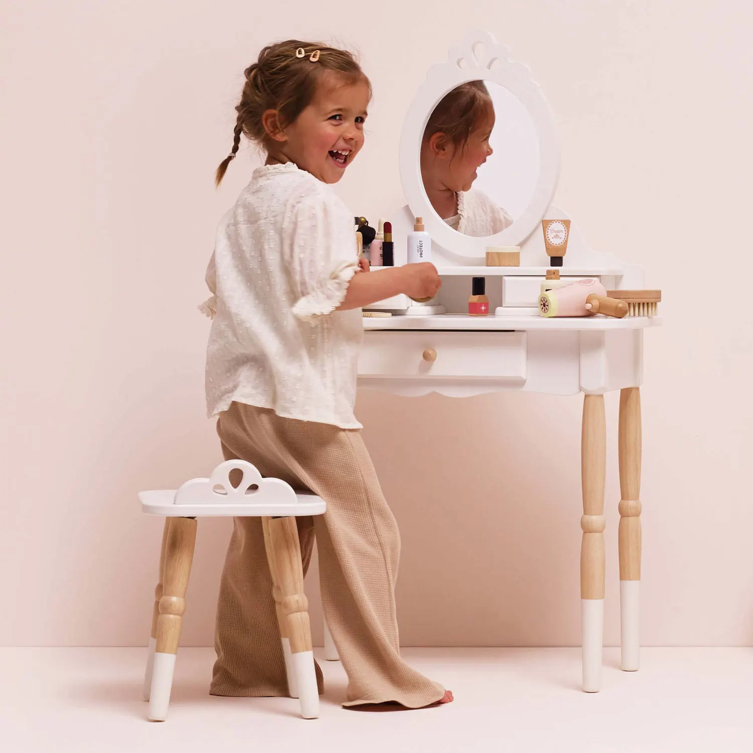 Vintage-Frisiertisch mit Spiegel & Hocker-Le Toy Van (LTV)