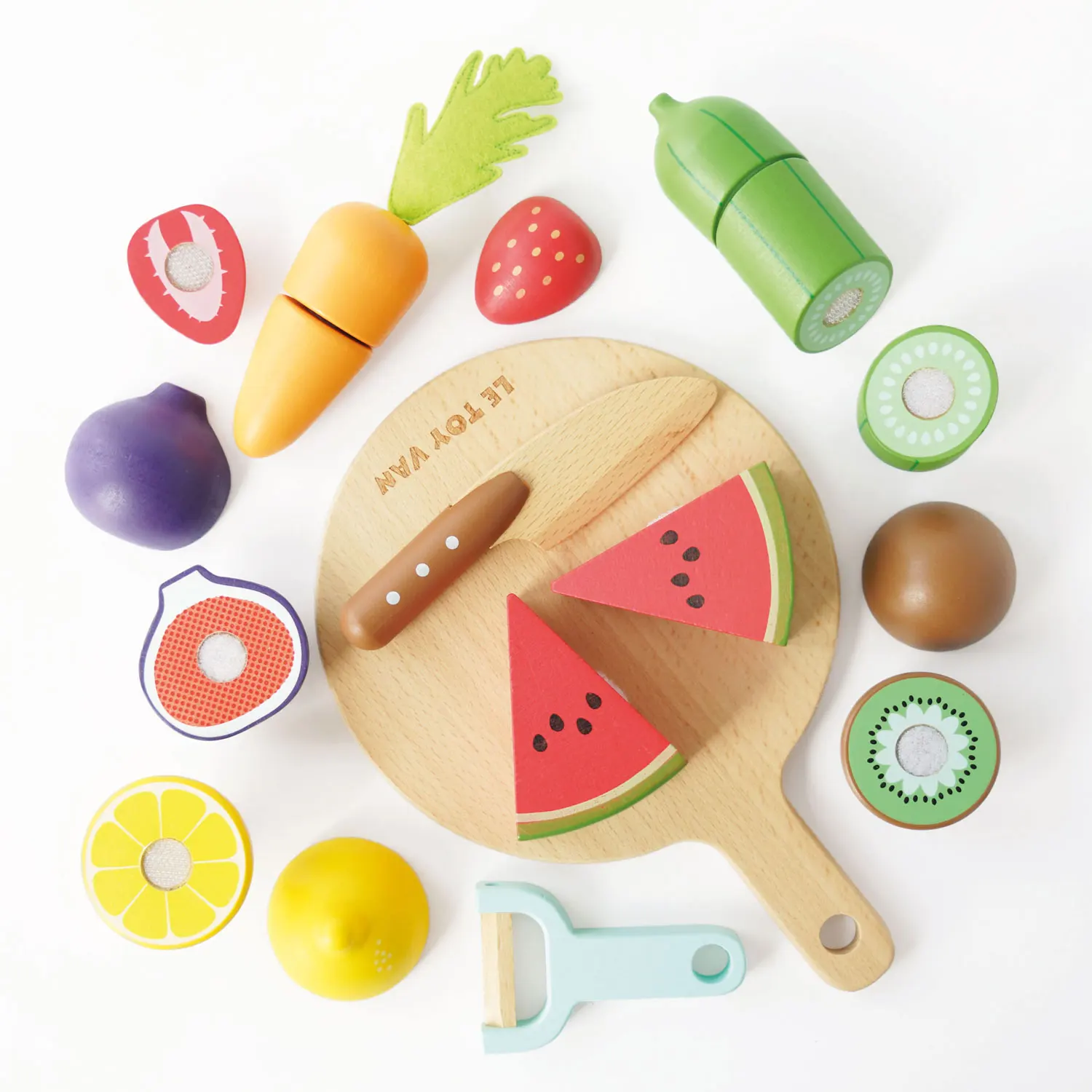 Schneidebrett mit Superfood / Wooden Chopping Board & Sliceable Play Food-Le Toy Van (LTV)