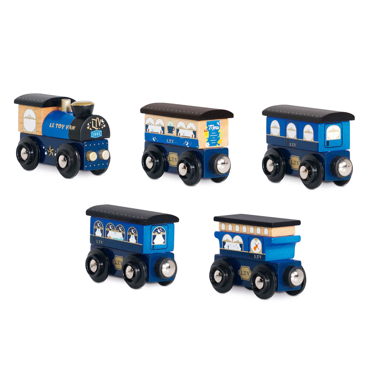 Blauer Zug mit Waggons / Twilight Train & Carriages (Blue)-Le Toy Van (LTV)