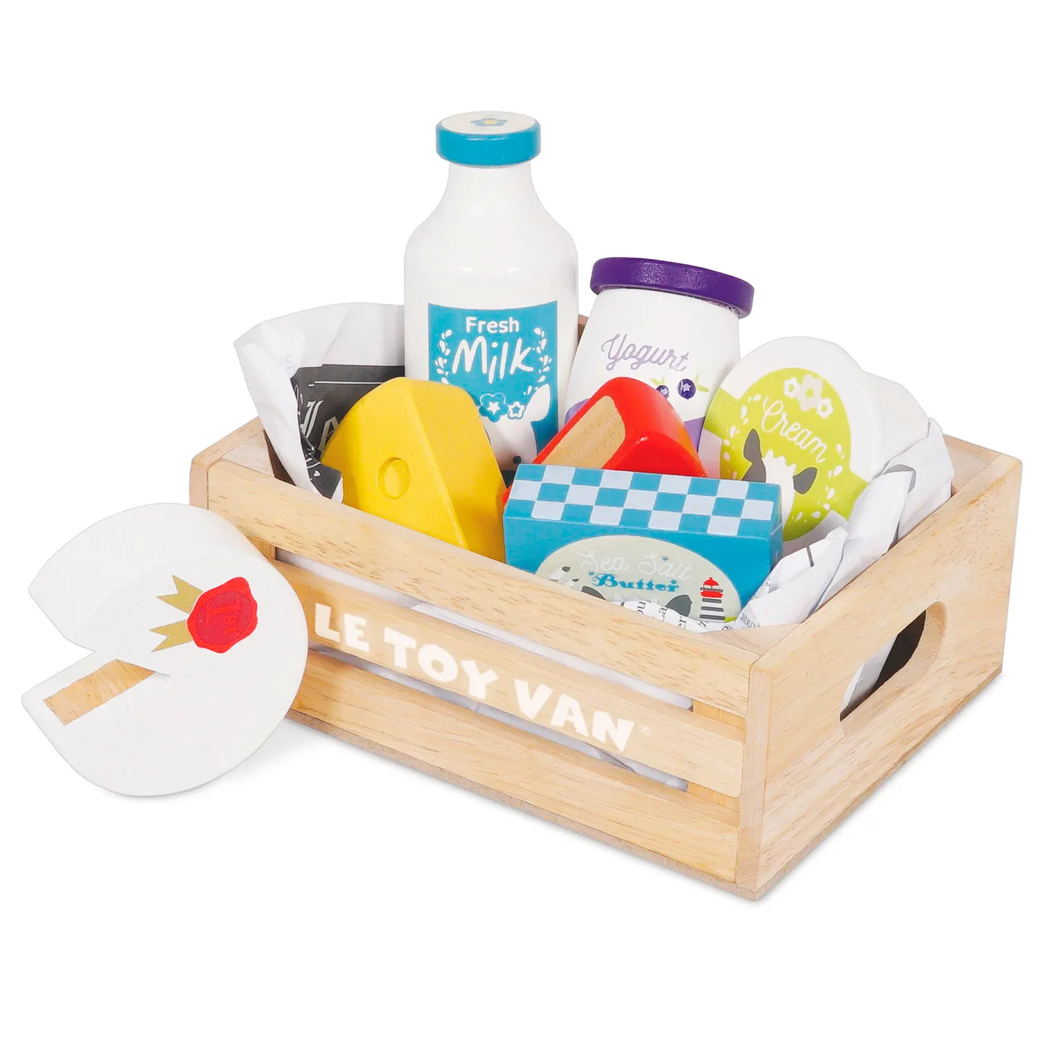 Käse & Milch Marktkiste / Cheese & Dairy Wooden Market Crate - 2022-Le Toy Van (LTV)