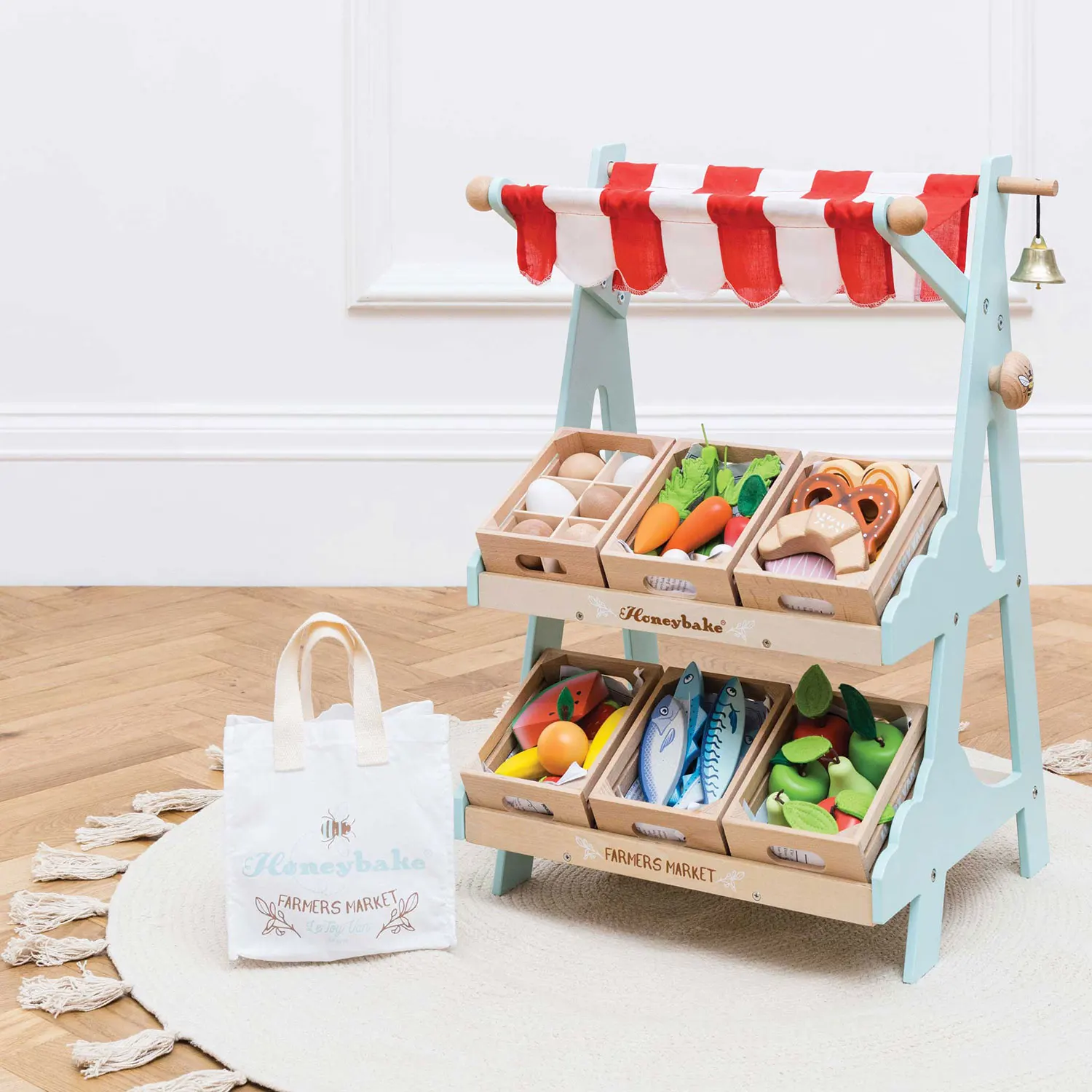 Honeybee Marktstand / Wooden Market Stall & Fruit Play Food Crate-Le Toy Van (LTV)