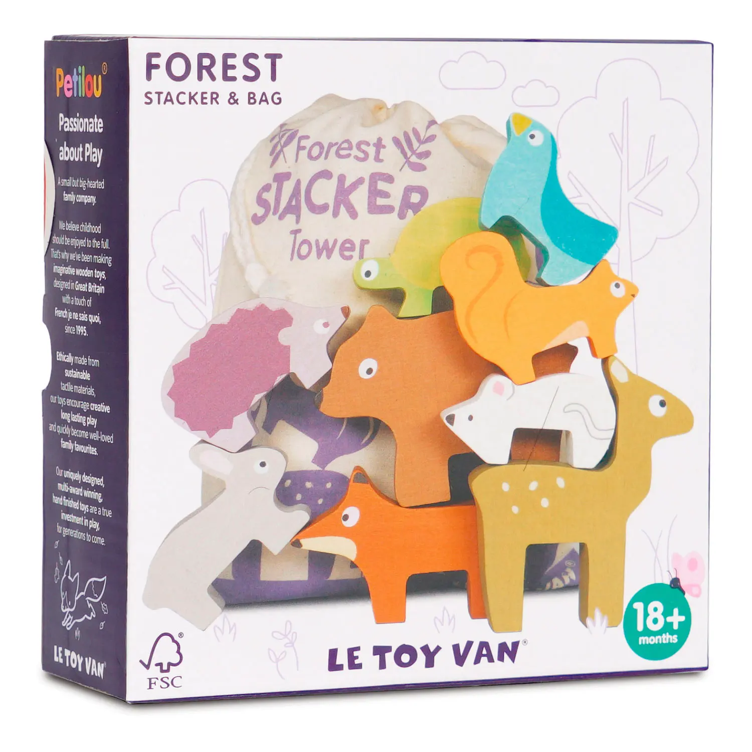 Stapelspiel Waldtiere / Woodland Stacking Forest Anmimals & Bag-Le Toy Van (LTV)