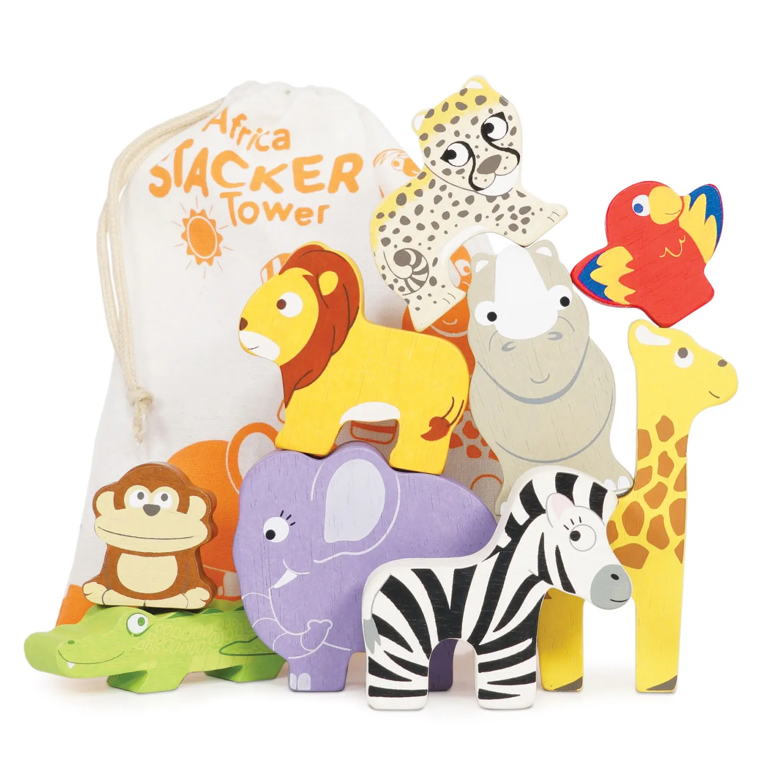 Stapelspiel Afrika / Africa Stacking Animals & Bag-Le Toy Van (LTV)