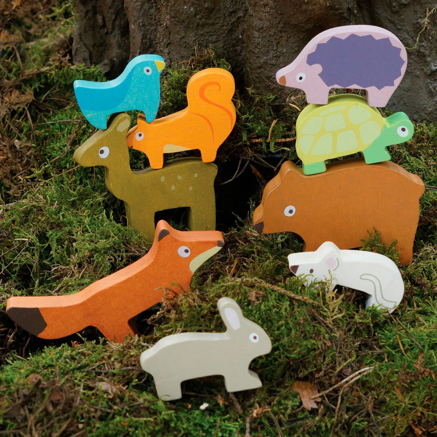 Stapelspiel Waldtiere / Woodland Stacking Forest Anmimals & Bag-Le Toy Van (LTV)