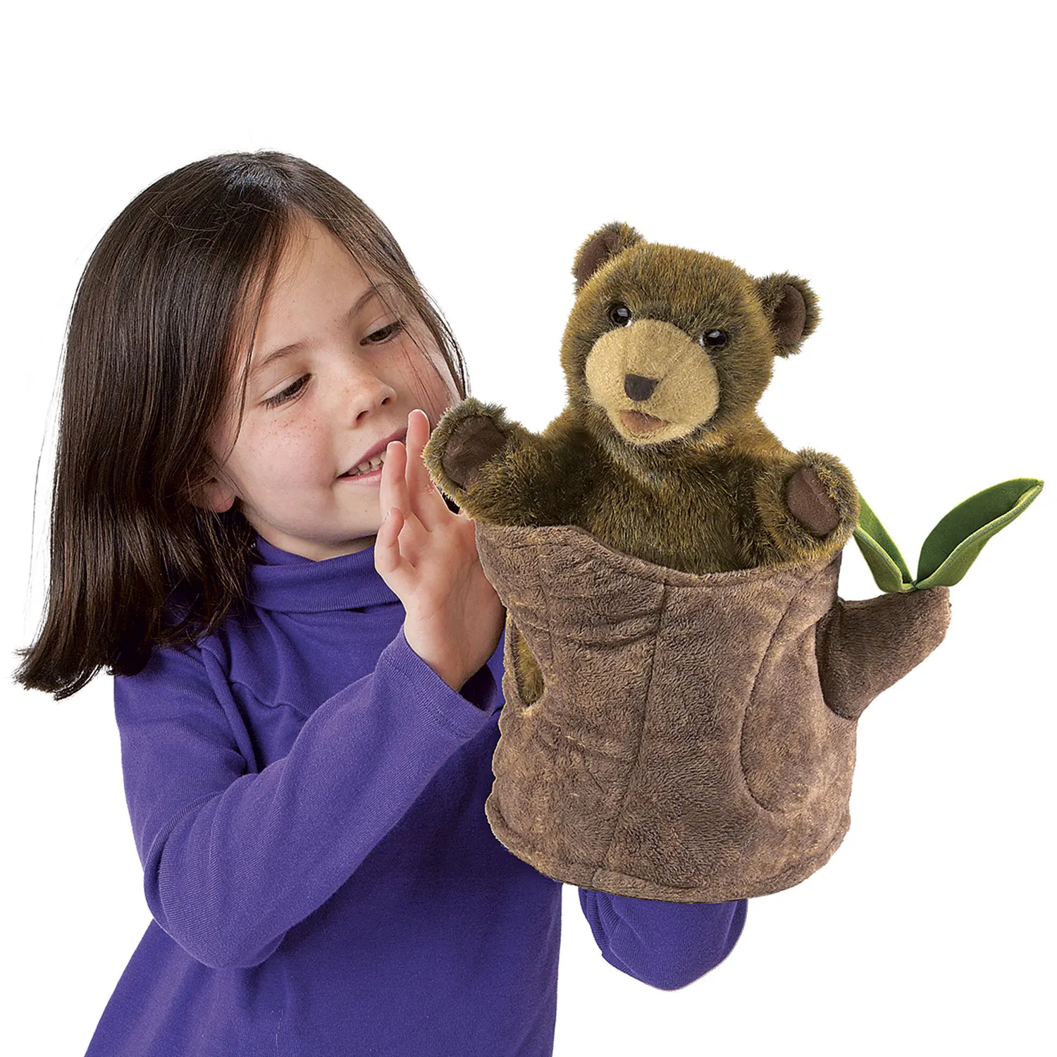Bär im Baumstamm / Bear in Tree Stump-Folkmanis® Puppets