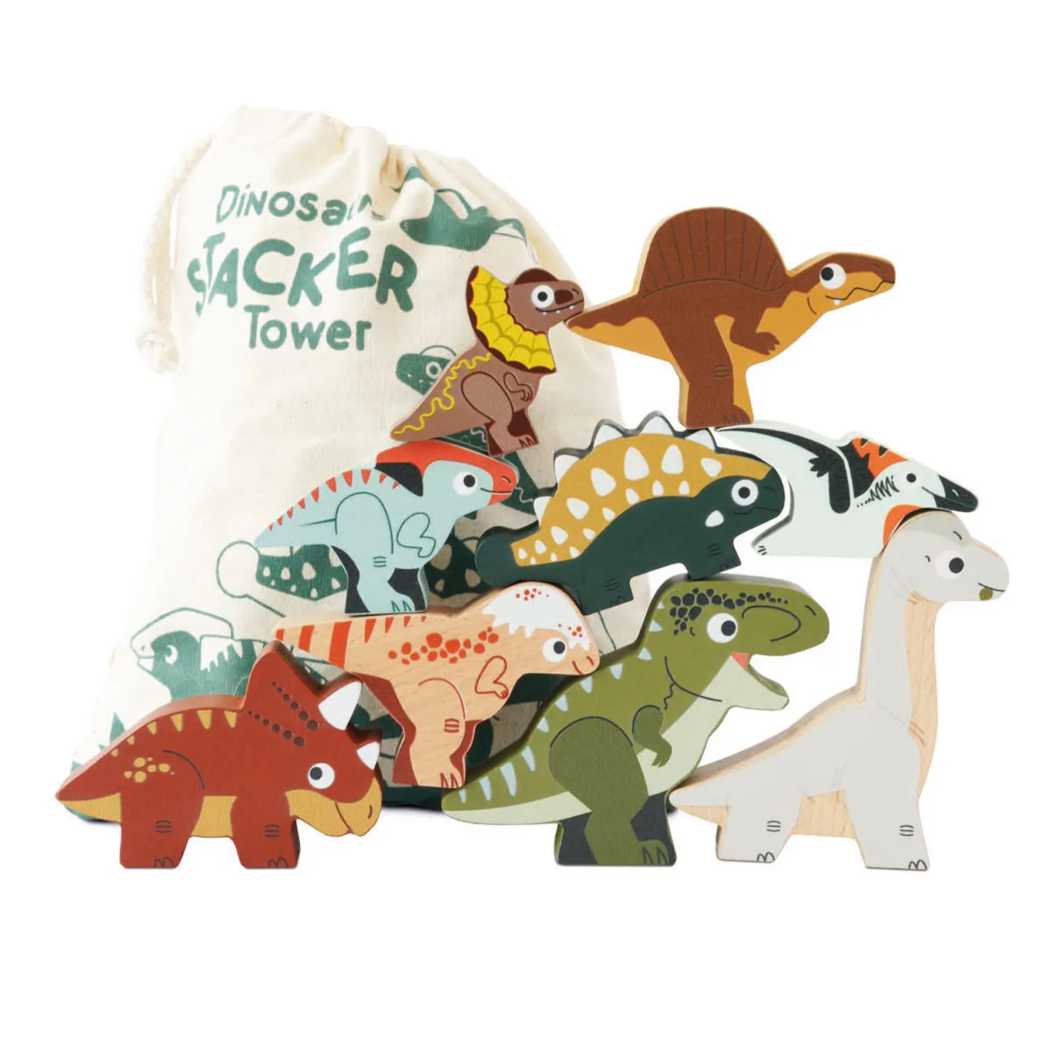 Jurassic Stacking Dinosaurs & Bag/Stapeldinosaurier & Tasche-Le Toy Van (LTV)