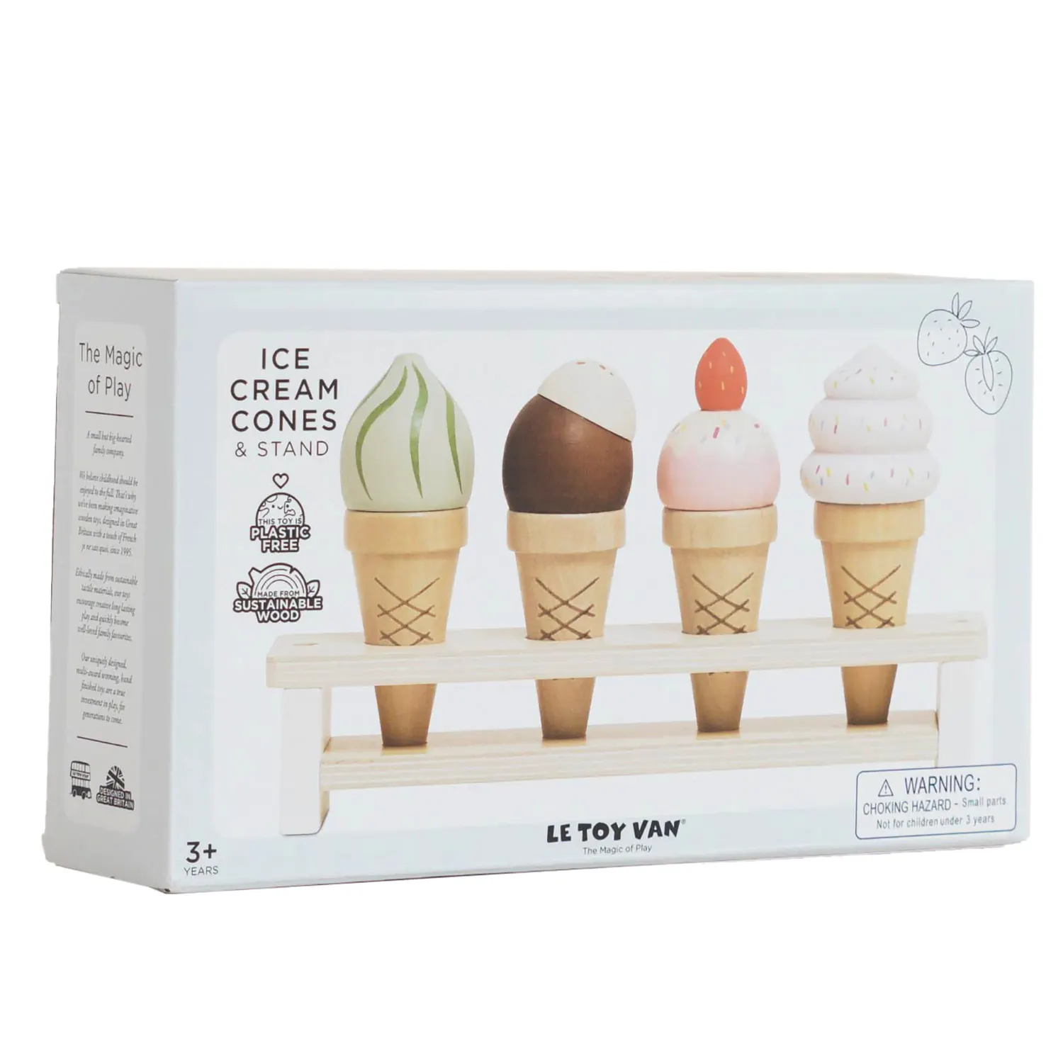 Eiscreme auf Waffeln  / Wooden Ice Cream Cones Set (New Look)-Le Toy Van (LTV)