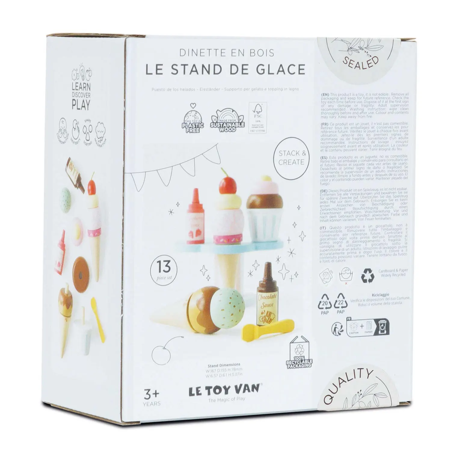 Carlos Eisständer / Wooden Ice Cream Stand & Toppings (New Look)-Le Toy Van (LTV)