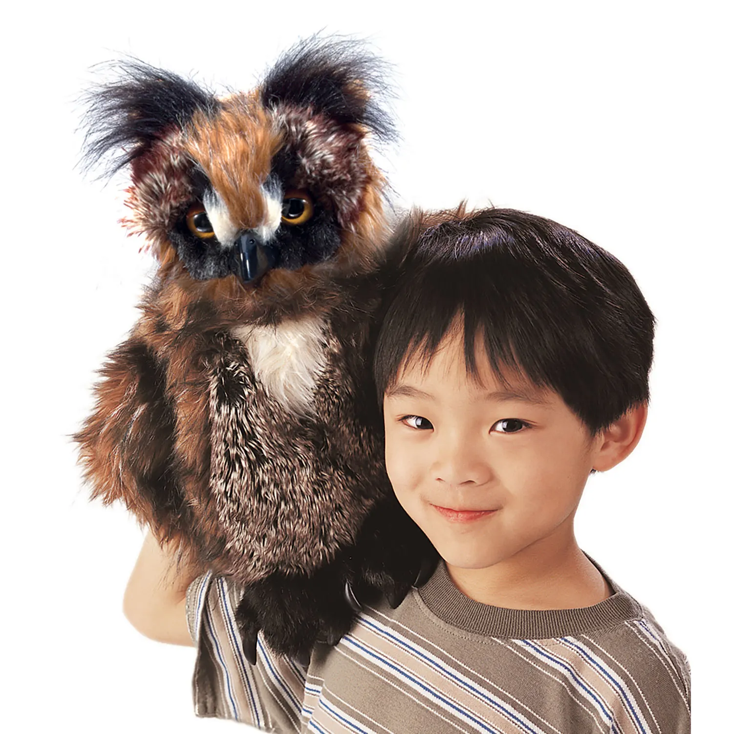 Eule, bewegliche Augendeckel / Great Horned Owl-Folkmanis® Puppets