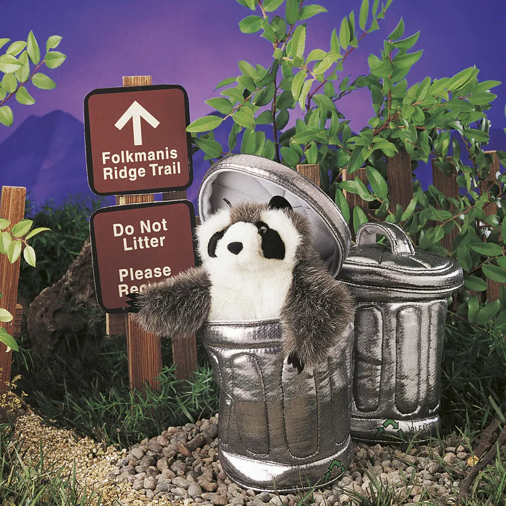 Waschbär im Mülleimer / Raccoon in Garbage Can-Folkmanis® Puppets