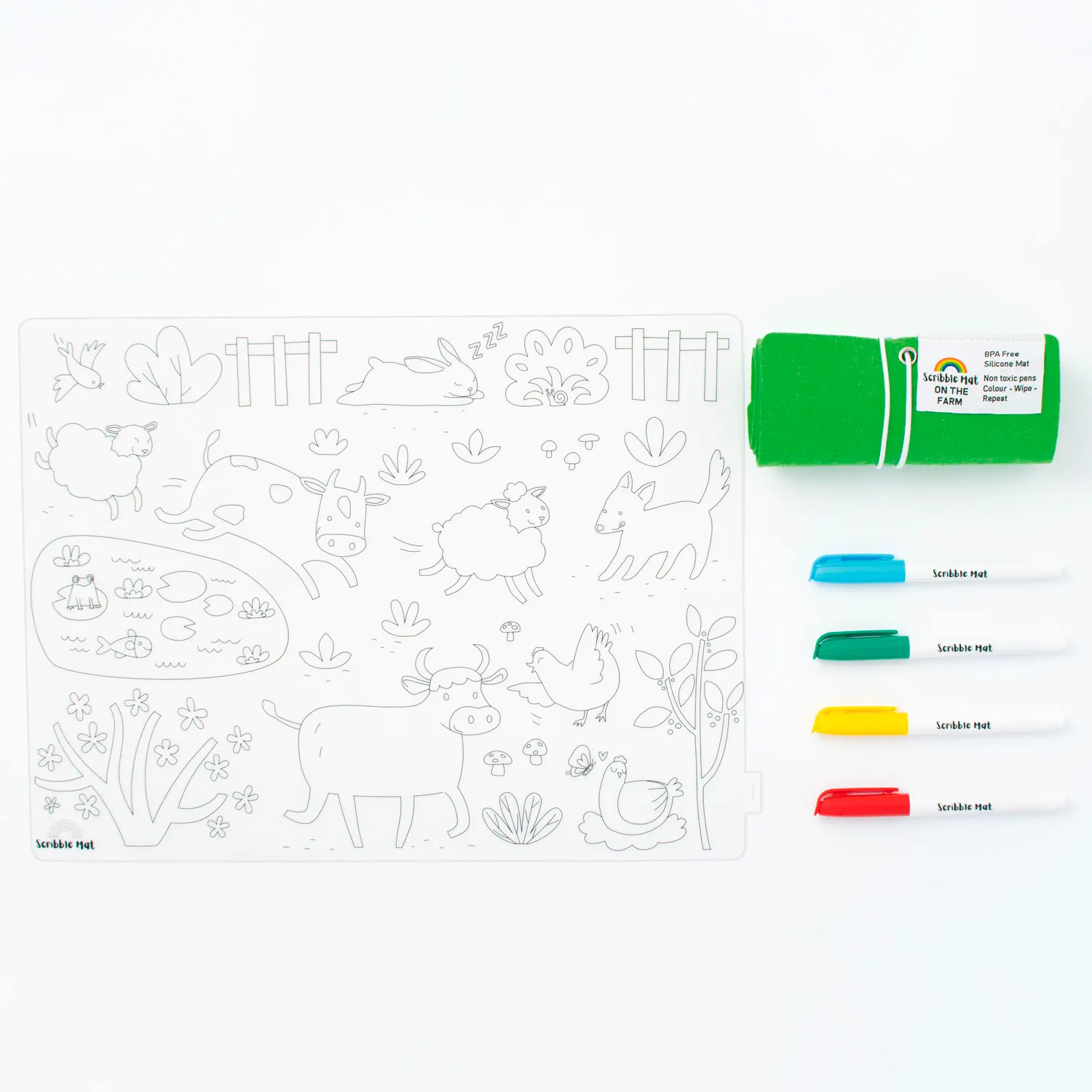 Scribble Mat 4 Farben / 4 colors - On the farm-JuegaConmigo