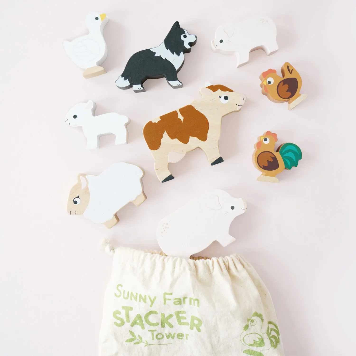 Farmtiere Stapelspiel / Farmyard Stacking Animals & Bag-Le Toy Van (LTV)