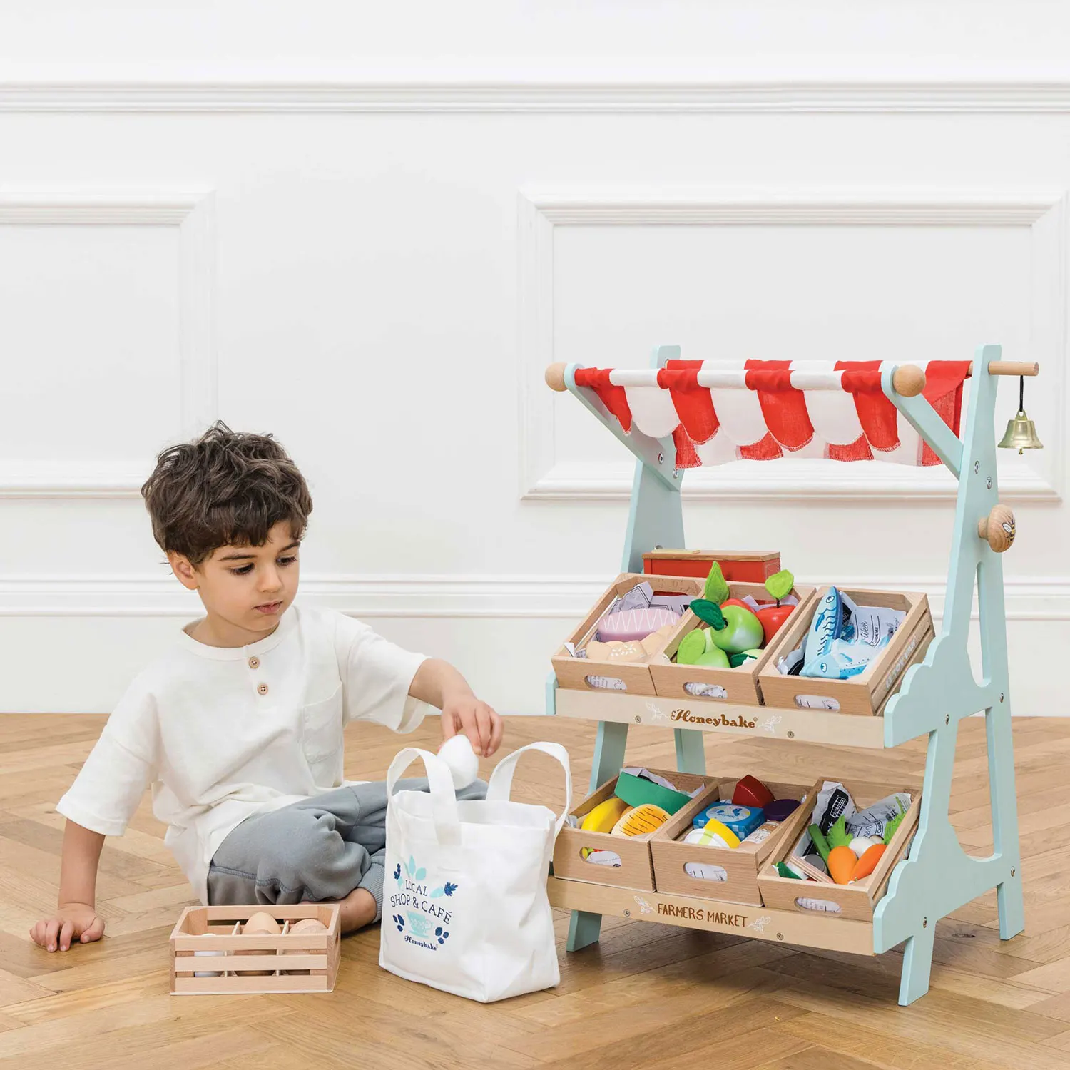 Honeybee Marktstand / Wooden Market Stall & Fruit Play Food Crate-Le Toy Van (LTV)