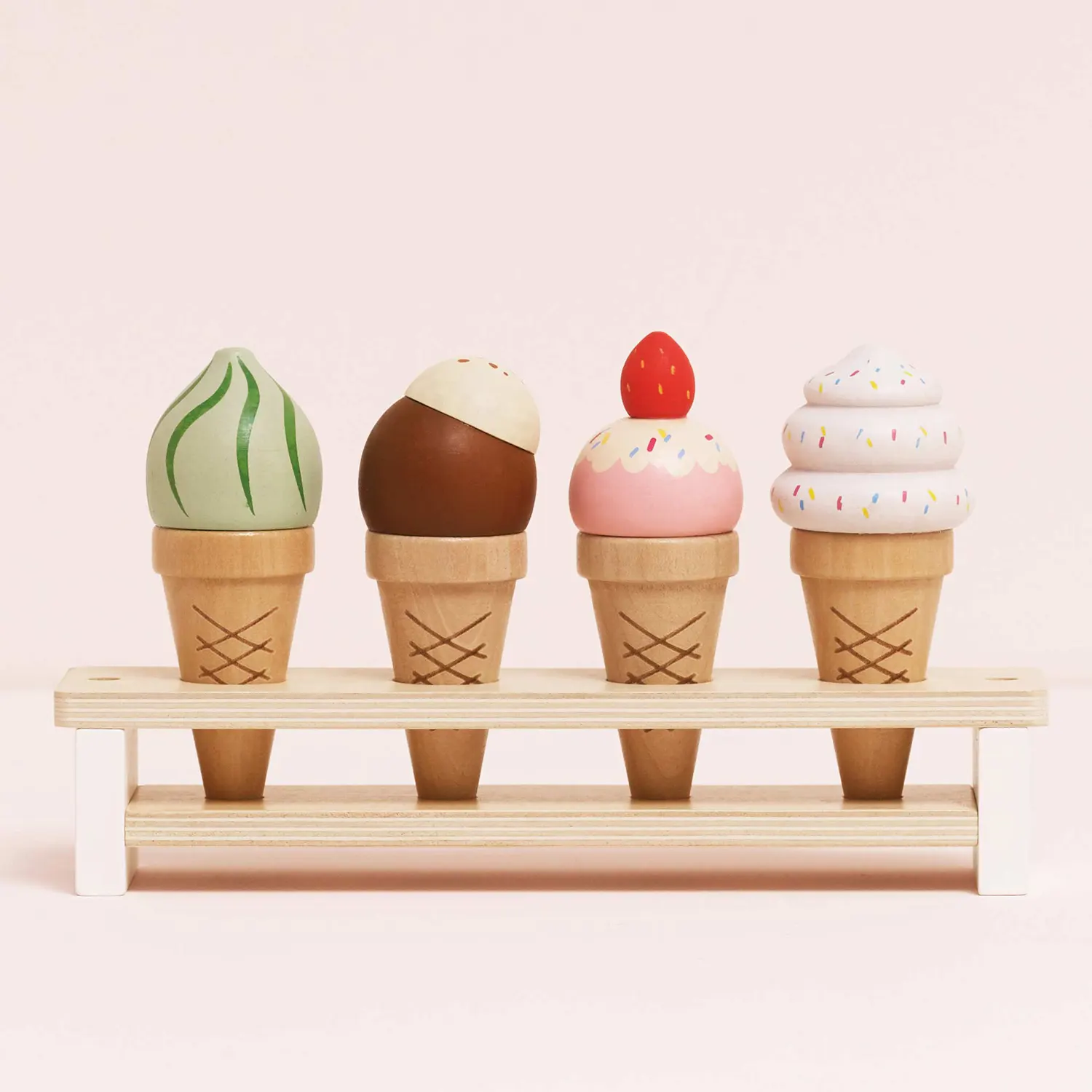 Eiscreme auf Waffeln  / Wooden Ice Cream Cones Set (New Look)-Le Toy Van (LTV)